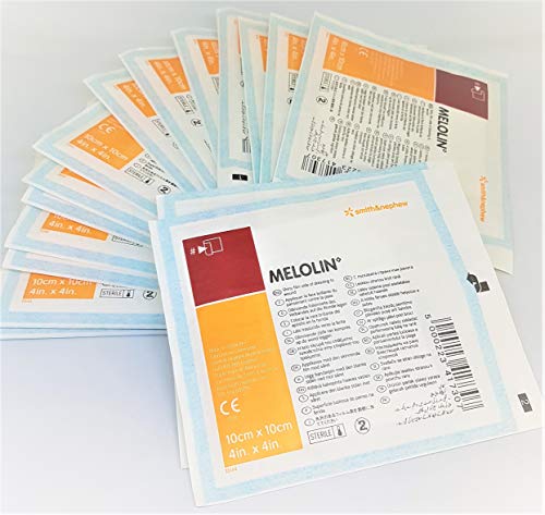 MELOLIN Dressings - 50 Pack 10cm x 10cm - Sterile Low Adherent Absorbent Non-Sensitising Wound Care Pads
