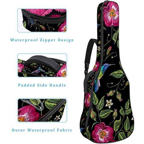 TIZORAX Housse pour guitare acoustique avec broderie d’oiseaux volants et fleur – Housse de transport avec poignée… - Les Beatles, Paul McCartney, John Lennon, RIngo Starr, George Harrison TIZORAX Housse pour guitare acoustique avec broderie d'oiseaux volants et fleur - Housse de transport avec poignée… – Image 5