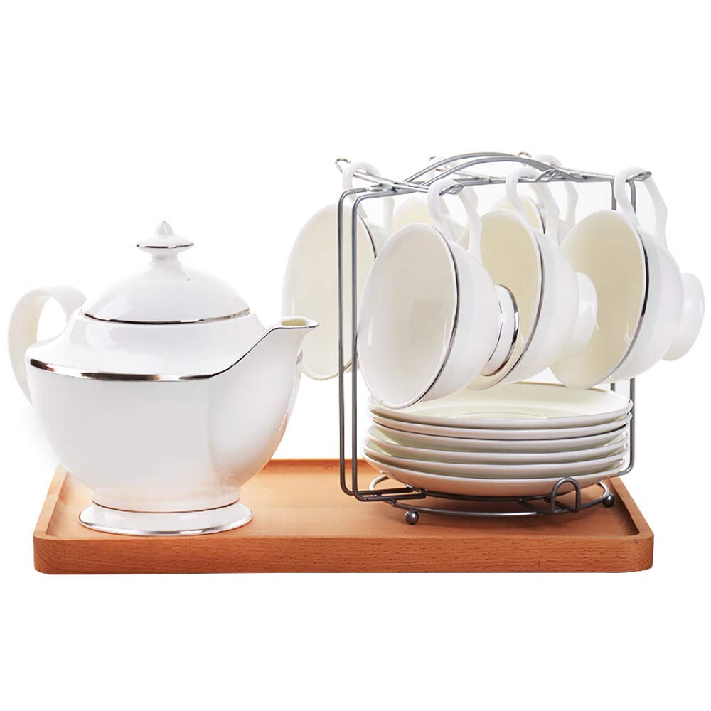 Ceramiczny Czajniczek I Filiżanki Do Herbaty/Kawy, Zestaw Do Herbaty Z Porcelany Kostnej Royal Family 225 Ml, Filiżanki I Spodek, Łyżeczka, Zestaw 6 Sztuk