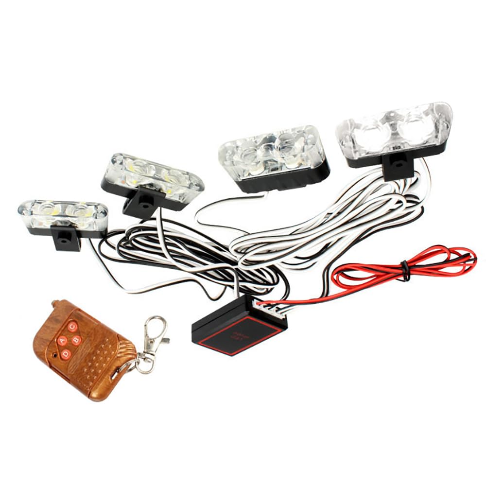 Baceyong Samochodowe światło stroboskopowe 4 x 2 diody LED, z bezprzewodowym pilotem zdalnego sterowania, migające światła 12 V