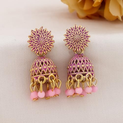 Image of Jhumkas for women traditional Earrings For Women sun flower Design Traditional Drop Jhumke For Women Girls Love Gifts 12 Pair of Earrings.