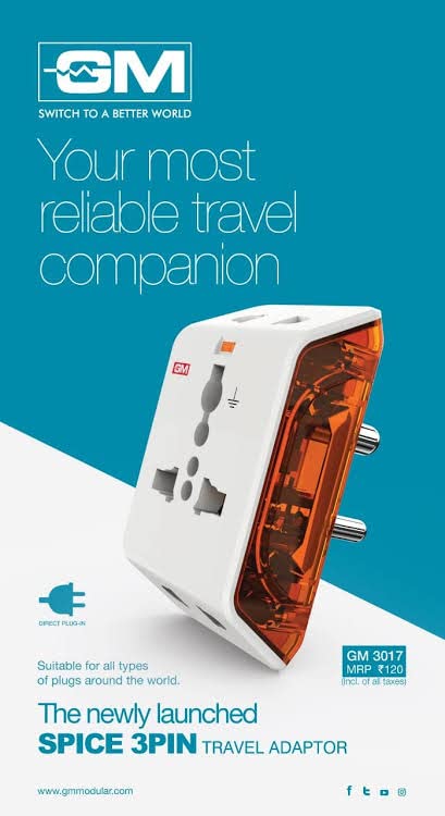 GM 3017 Spice 3 PIN Travel Universal Multi Plug Adaptor Pack of 8 - White