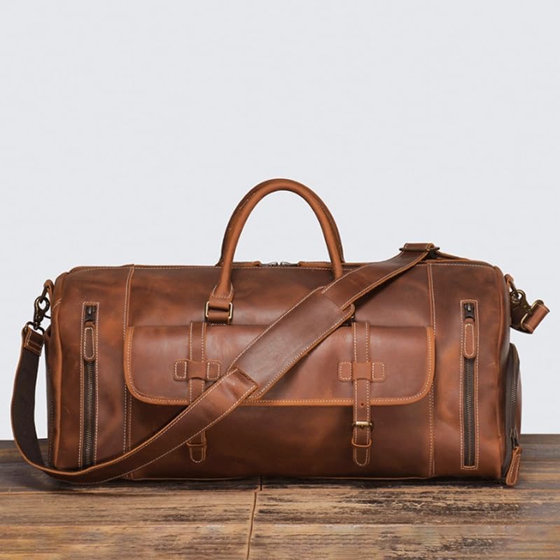 Men's Leather Single Shoulder Crossbody Backpack for Carrying Luggage Large Capacity Suitable for Business Trips