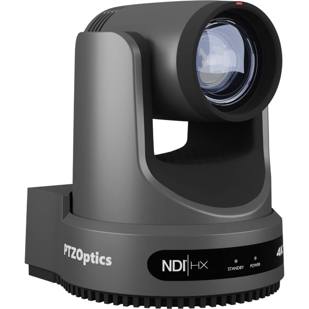 PTZOptics Move 4K SDI/HDMI/USB/IP PTZ Camera with 12x Optical Zoom (Gray) (PT12X-4K-GY-G3) + Lens Cleaning Kit + HDMI Cable + Ethernet Cable + Color Wire Ties