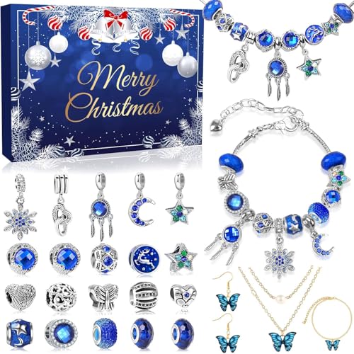 IZoeL Calendrier De L'Avent Bijoux 2024 – 24 Fenêtres Avec Colliers Et Bracelets, Cadeau Original Pour Femme, Mère, Fiancée