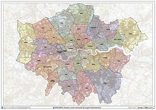 Greater London Authority Boroughs Wall Map - 47" x 33.25" Paper