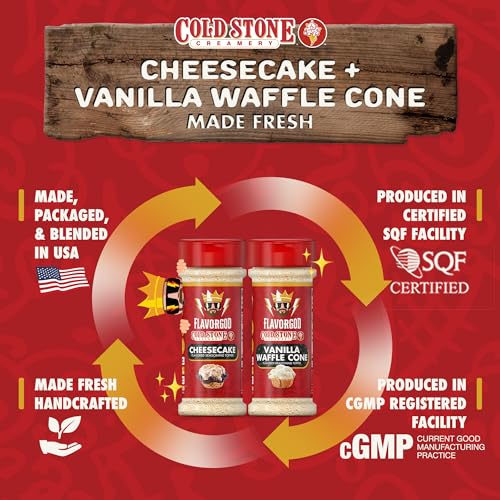 Image of Cold Stone Creamery Ice Cream Seasoning Toppers by FlavorGod (2-Pack) - Healthy Dessert Toppers - 0 Calories, 0 Sodium, Kosher - Try with Coffee, Yogurt, & Ice Cream - Cheesecake & Vanilla Combo