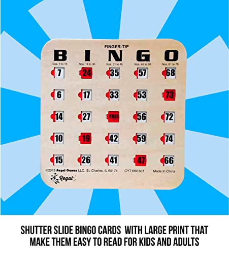 image for Regal Games Regal Bingo Bulk Bingo Cards with Sliding Windows - Reusab