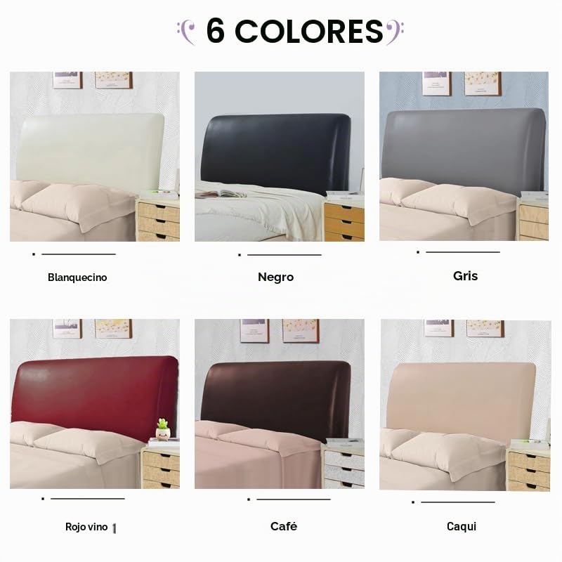 Funda para Cabecero de Cama Impermeable de Cuero PU Totalmente Envolvente Elástica Cubierta de Protección para Cabecero King Double Full (Café, 150 cm / para cabecero de 140-160 cm)