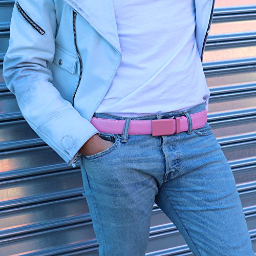 Image of Falari Men Unisex Genuine Leather Ratchet Dress and Casual Belt, Automatic Sliding Buckle, Trim to Fit