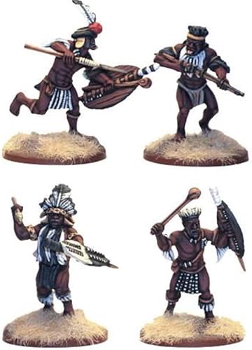 Miniatura 2 de Warlord Black Powder Anglo-Zulu War - Miniaturas de mesa Zulu Impi solteras, de plástico, pintables en miniatura, 1700-1900, juego de soldados, sin