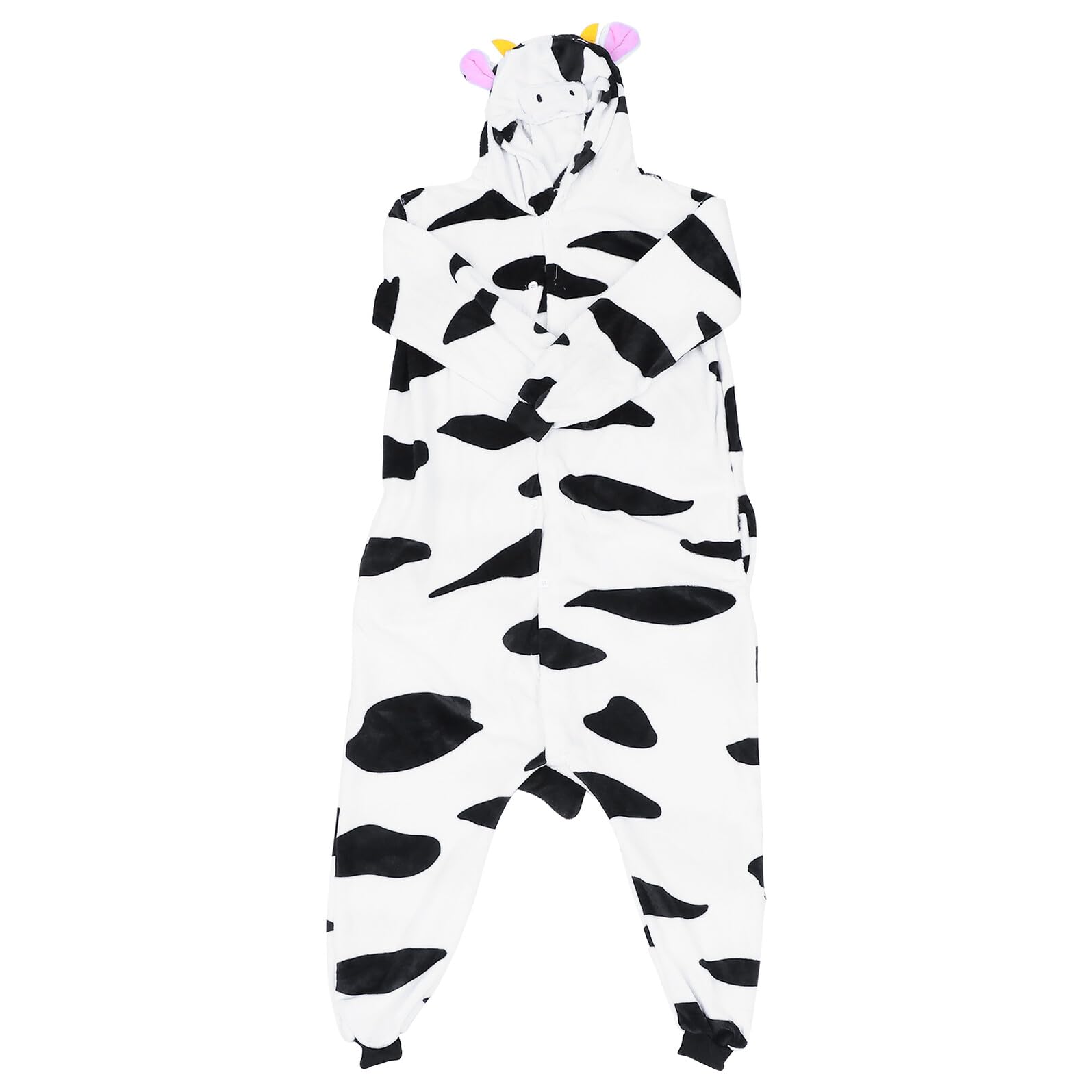 VALICLUD Pigiama Intero Animali in Flanella Unisex Camicia da Notte Creativa Motivo Mucca Caldo per Cosplay Autunno Inverno