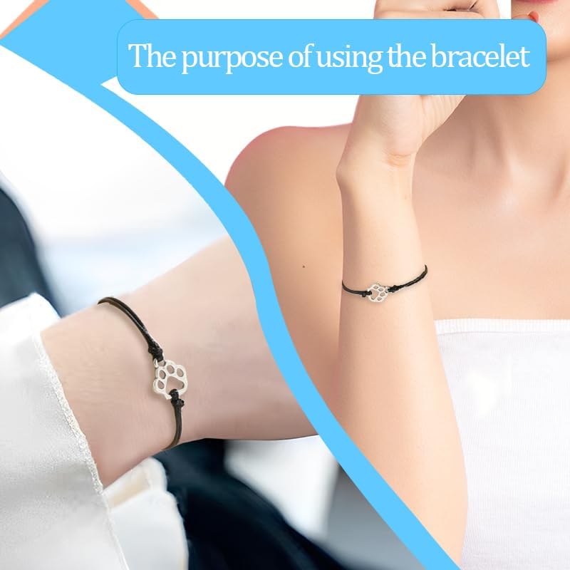 Memorial Gifts Bracelet for Pet Loss of Dog Sympathy Gift Paw Print Friendship Bracelets for 3 Bereavement Remembrance Gifts for Dog Lover Grieving Memory Gift for Cat Lovers Adjustable Bracelet - Image 2