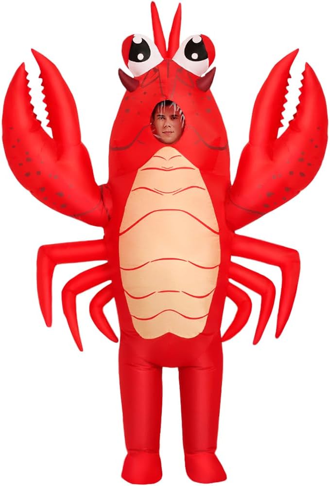 KOOY Inflatable Lobster Costume Adult, Inflatable Costume For Adult, Blow Up Crawfish Costumes Women/Men for Funny Party, Lobster Dress, Onesie For Mardi Gras/Halloween