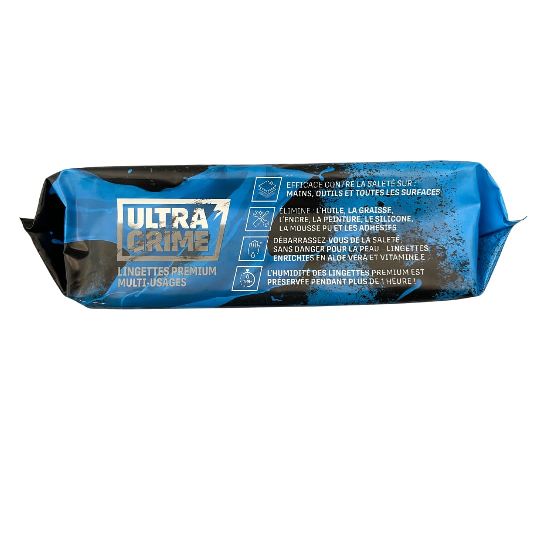 UltraGrime Pro multiuso Cleaning Wipes | Salviette industriali per rimuovere macchie di grasso, olio, vernice e inchiostro | 100 salviette umidificate XXL, 38 cm x 25 cm