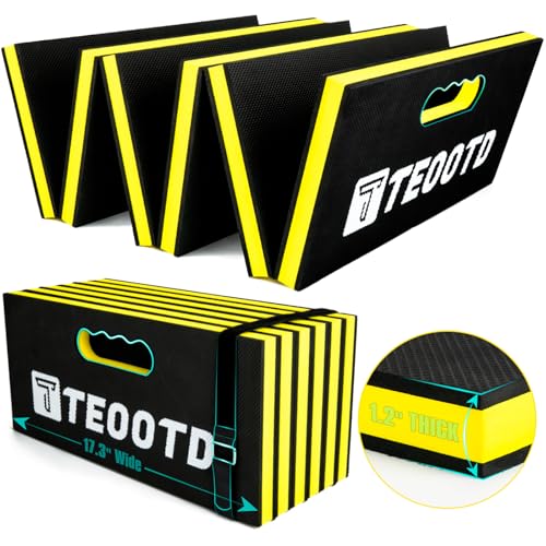 TEOOTD 1.2' Extra Thick Foldable Kneeling Pad with Handle & Storage Belt, 5 Fold Multi-Use Comfortable EVA Foam Cushion Mat for Workshop Repairing,Gardening,Yardwork,Camping,Fitness,47.3x17.3x1.2