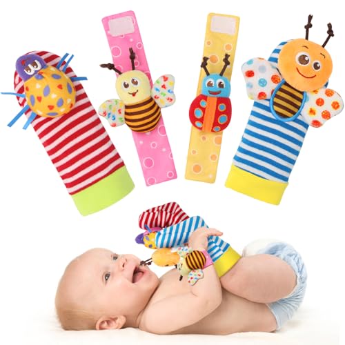 Bloobloomax Baby Rattles Toys for 0-12 Month, Infant Girl Boy Toys for Babies 3-6 Months, Newborn Hand &amp; Foot Toys for 0 to 9 Months, Baby Shower Gifts Set with Wrist Rattle Socks