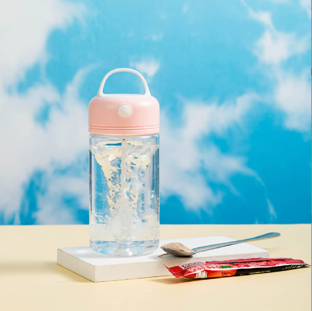 Portable Electric Protein Shaker Bottle, Battery Rechargeable Blender Bottles, Automatic Coffee Stirring Mug Cup, Shaker Bottles for Protein Mixes with BPA Free, Made with Tritan 13oz (Pink)