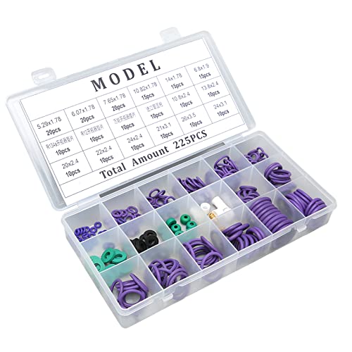 Kit O-ring AC in Gomma Kit Assortimento con Scatola di Immagazzinaggio 225 Pezzi 14 Dimensioni per lindustria dei Macchinari