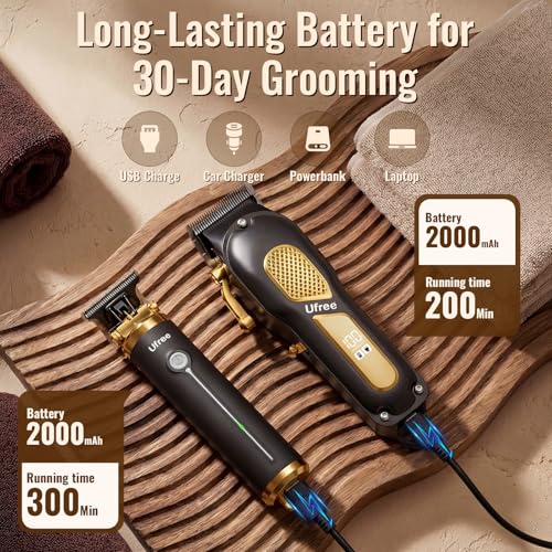 Image of Ufree Hair Clippers for Men, Clippers and Trimmers Set, Cordless Barber Clippers, Grooming Kit, Gifts for Men