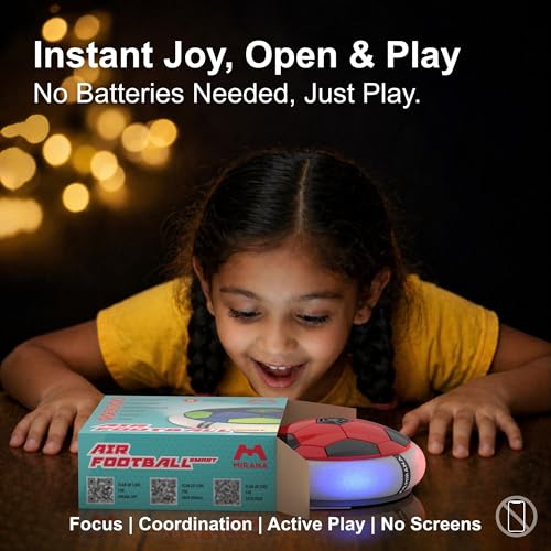 Image of Mirana Air Football Smart Toy for Kids | 3-Mode USB Type-C Rechargeable Hover Ball | Indoor Electric Hoverball with LED Lights | Birthday Gift for Boys & Girls 2 3 4 5 6 7 8 9 10 Years (Red)