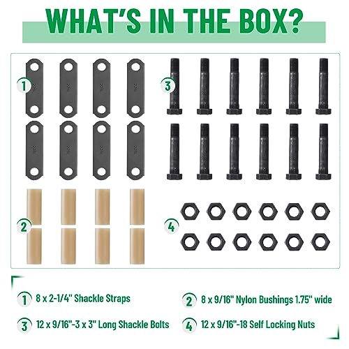 Image of Tandem Axle Trailer Shackles Kit: 2 Packs Trailer Shackles with Trailer Shackle Bolts, 2-1 /4 inch Trailer Shackle Straps (225), Used On Dual-Axle Systems