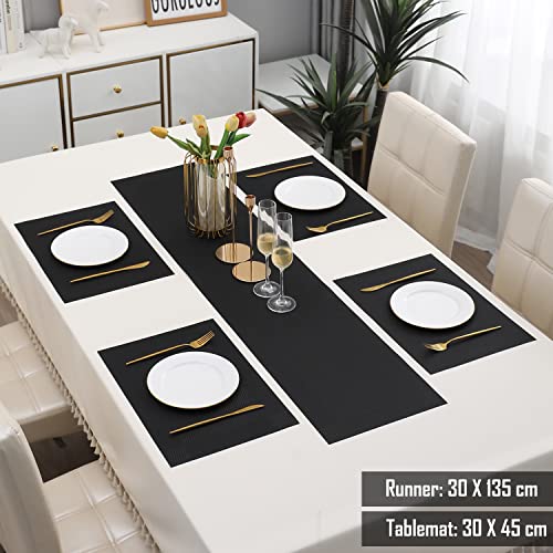 Image of HOKIPO PVC Dining Table Mat 4 Pieces with Runner (AR3126)