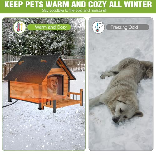 GUTINNEEN-Extra-Large-60-Heated-Dog-House-Outdoor-Dog-Kennel-with-Safe-Heated-Pad-Chew-Proof-Metal-Frame-and-Rotating-Food-Bowl-for-Large-Dog-Breeds