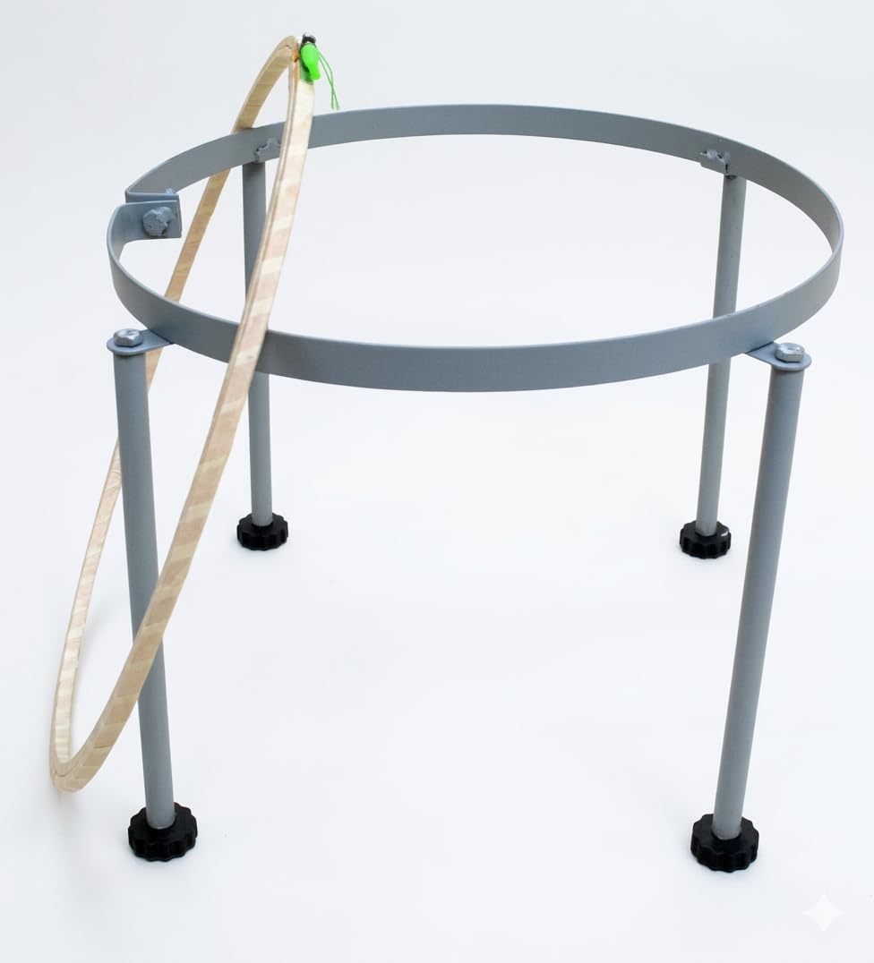 18 Inch Aari Work Stand with Wooden Embroidery Hoop Ring - Adjustable Metal Iron for Maggam & Hand Embroidery - Heavy Duty Embroidery Frame Stand for Aari Work Kit & Materials-image-19