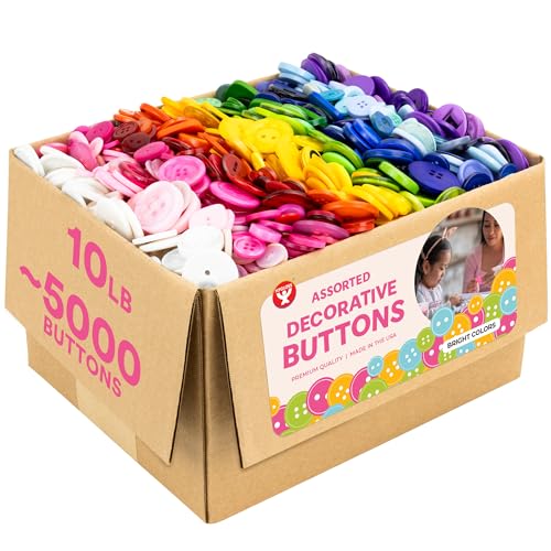 Hygloss 5,000 (Approx) Assorted Buttons for Crafts, Bulk 10 lb Box