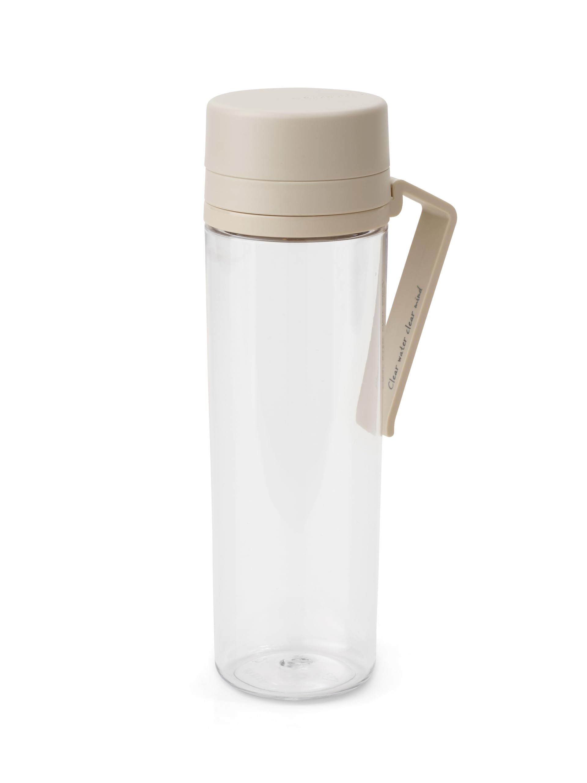Brabantia Make & Take Water Bottle with Strainer 0.5L - Travel Water Bottle with Handle & Fruit Sieve - Leakproof - Infuser - Easy Filling - Transparent - Dishwasher Safe - Soft Beige
