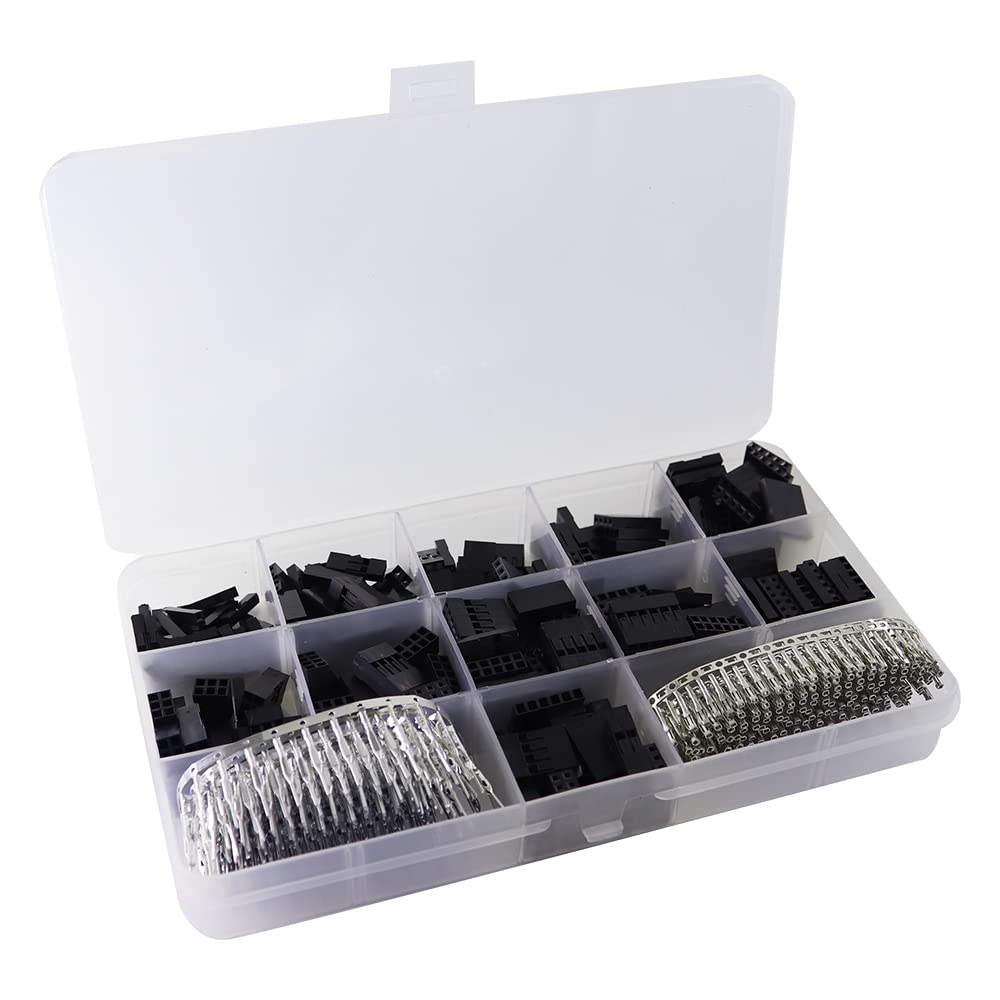 BKGWCSOR 620Pcs Connector 2.54mm, Cable Jumper Wire Pin Header Housing Kit, Male Crimp Pins+Female Pin Terminal Connector