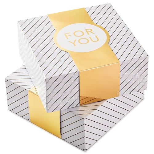 Hallmark 10' Large Gift Boxes with Wrap Bands (2-Pack: White and Gold, 'For You') for...