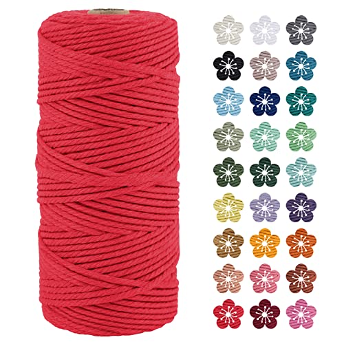 LEREATI Macrame Cord 3mm x 100m, Thick Macrame Rope Natural Cotton Rope Craft String