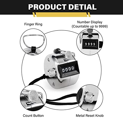 image for BGJRBY Metal Hand Tally Clicker Counter, 4-Digit Number Count Clicker 