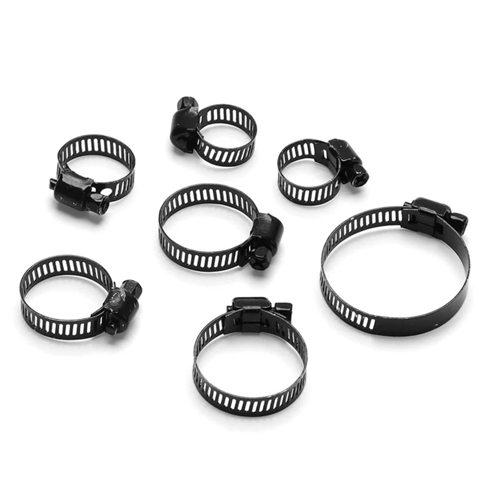 Jubilee Clips Rohrschelle 10 Stück schwarze Schneckenantriebs-Schlauchschellen für Edelstahl, verstellbare Kraftstoffleitung, Schneckengröße, Clip, Schlauchschelle (16, 25 mm)