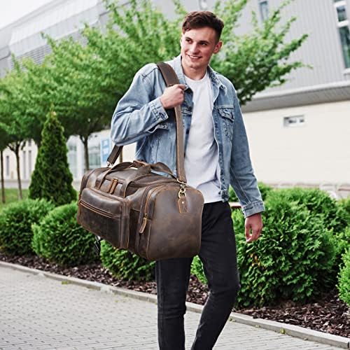 Polare 23'' Expandable to 28'' Full Grain Cowhide Leather Gym Duffle Weekender Overnight Travel Duffel Bag For Men 7 Polare 23'' Expandable to 28'' Full Grain Cowhide Leather Gym Duffle Weekender Overnight Travel Duffel Bag For Men