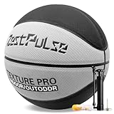 ZestPulse Performance Composite Leather Basketball with Rice Textured - Size 7 (29.5') Perfect for Indoor Outdoor Play with Pump Included