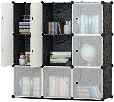 AcornFort® MB-102 Eco-Friendly Polymer Interlocking Book Shelves Storage Cubes Organisers, 3 Tiers 9 Cubes 111 x 111 x 37 cm, Easy DIY, 2018 New Upgrade Version