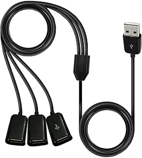 RIIEYOCA USB Splitter Y Cable,3 in 1 USB 2.0 A Male to 3 USB Female Jack Data Sync Charging Cable,Multi USB Ports Power Extension Cable Cord for PC/Car/Laptop/U Disk,1M