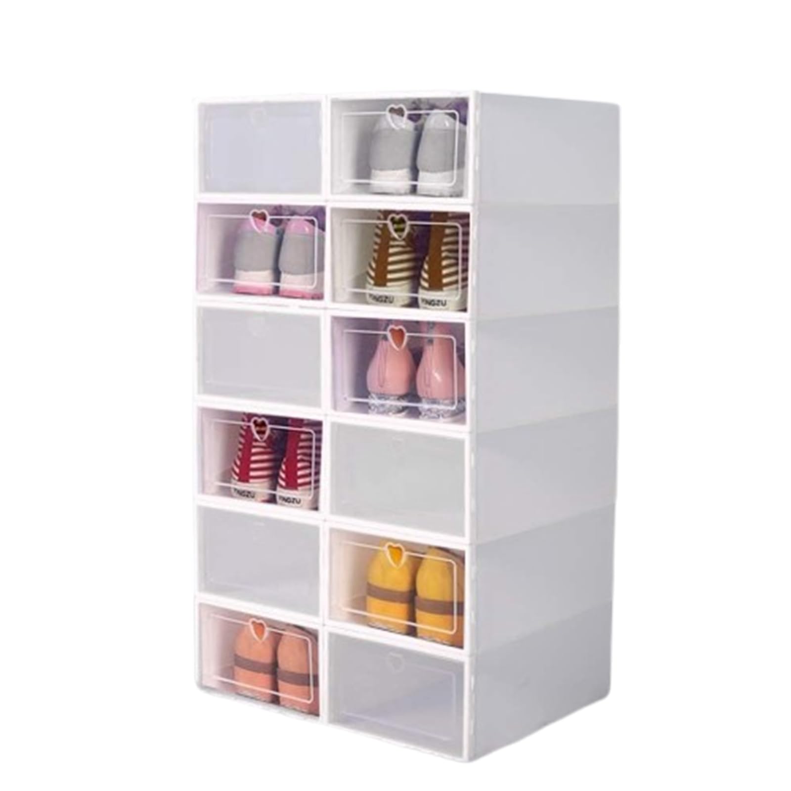BALLSHOP 12PCS Clear Plastic Shoe Storage Boxes Drawer Durable Stackable Foldable Organiser Shoe Organiser Clear Shoe Boxes