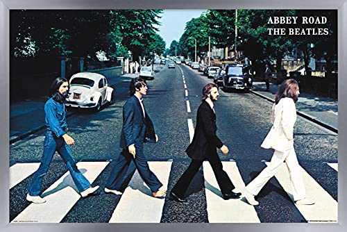 Poster Beatles Abbey Road souvenir rock sous cadre argenté chic