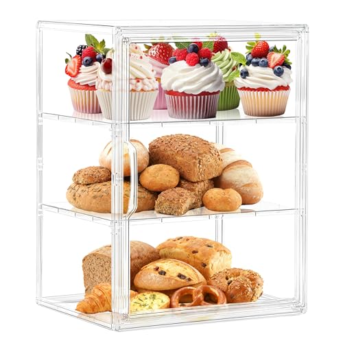 Image of Bread Box for Kitchen Countertop,3 Layers Pastry Display Case, 1 Pack