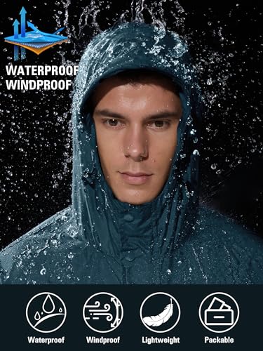 Image of UIQUR Mens Lightweight Packable Waterproof Rain Jacket Windbreaker
