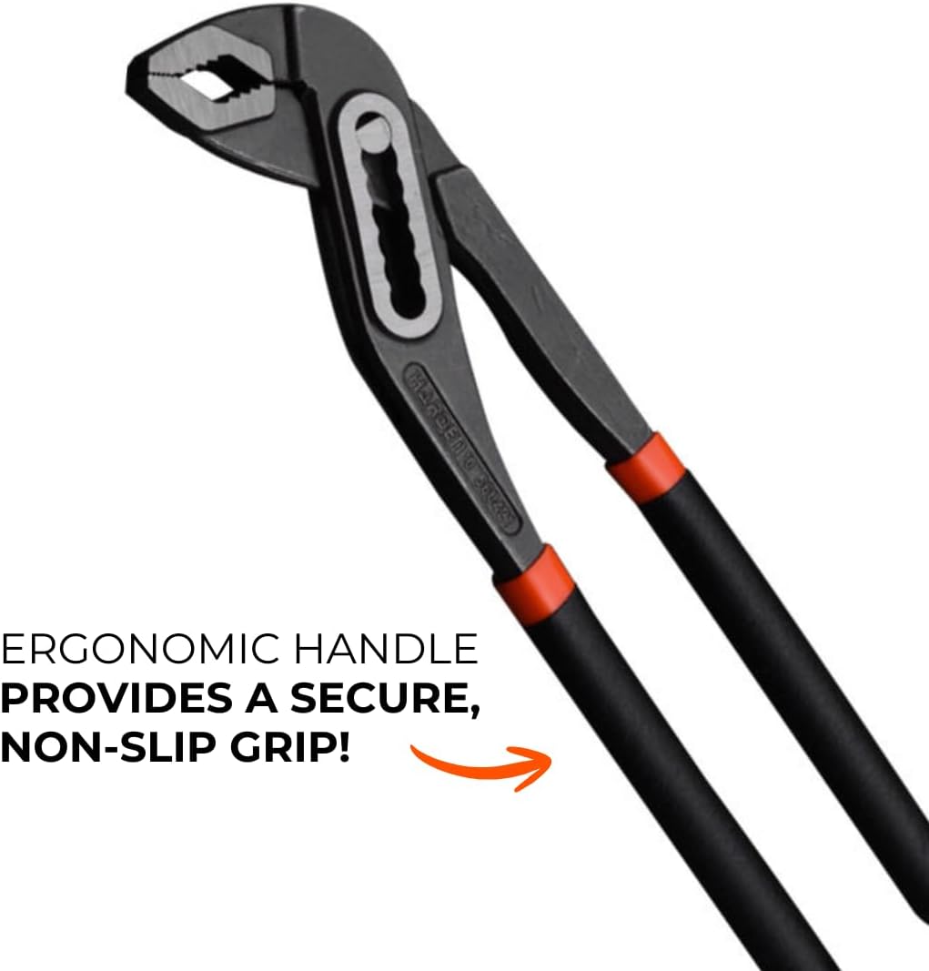 10-Inch Pump Pliers, Heavy-Duty Groove Joint Pliers, Carbon Steel Adjustable Wrench Style Grip, Anti-Rust Finish, Ergonomic Handle, Professional HARDEN Tool for Tight Gripping