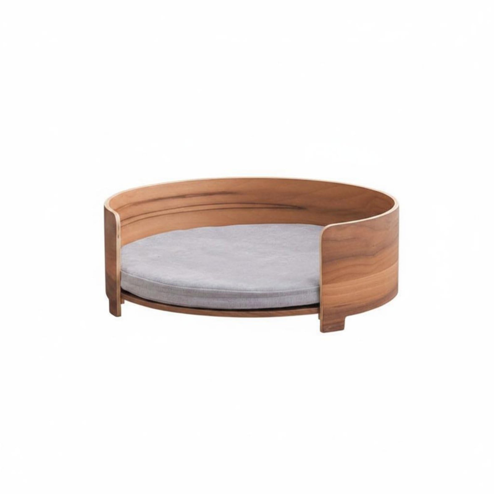KiBcsLic Cat Bed Breathable Soft Pet Bed Thick Padded Round Pet house for Indoor, Walnut, Small