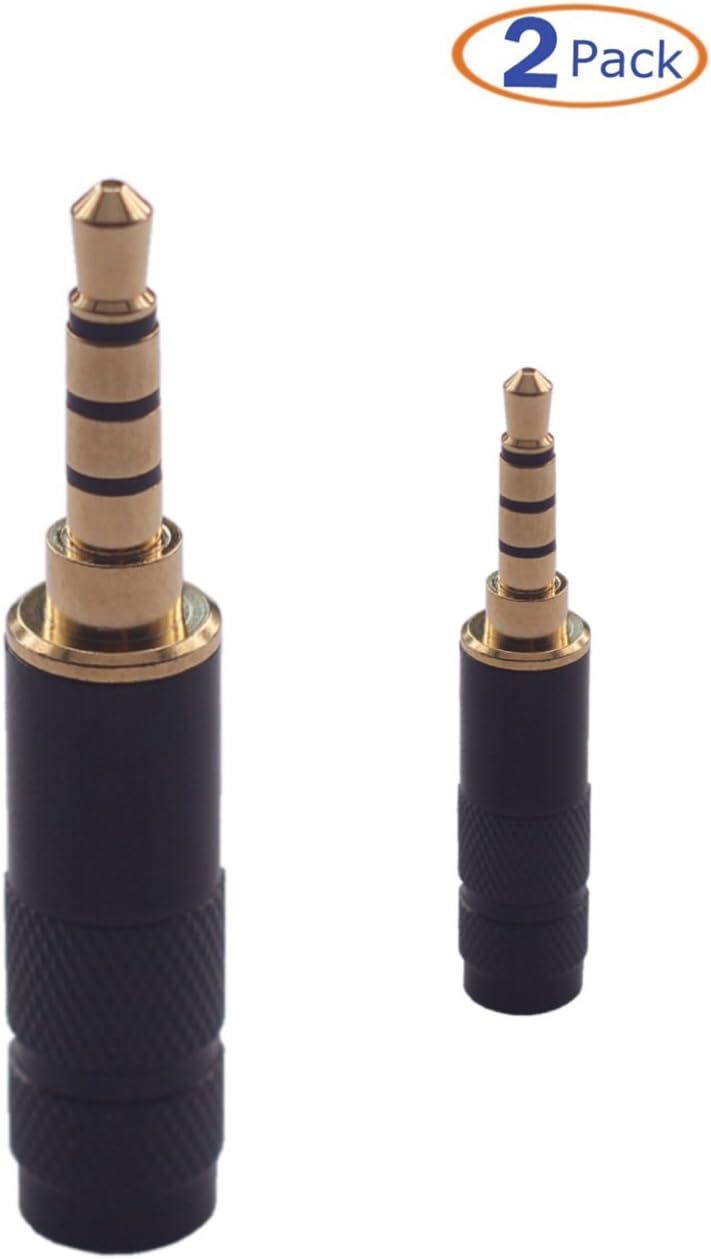 KK SS3B-4p 2pcs total, Hi End 4-Pole 3.5mm Straight Male Plug, Gold Plated, Solder Connector KK SS3B-4p (Straight & Straight)