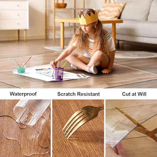 Alfombrilla de PVC transparente para silla de oficina y tapete protector de madera rectangular 3
