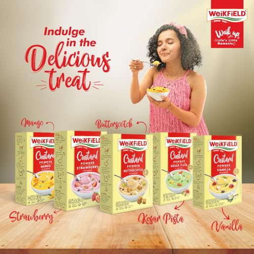 Image of Weikfield Custard Powder 500g Pack | Vanilla Flavor | Makes Smooth & Creamy Custard | Contains Quality Ingredients | Best For Fruit Salads & Puddings | 100% Vegetarian (Pack of 3)