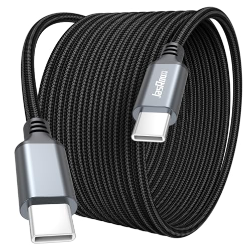 JasRoum 15 ft USB C Cable Fast Charging 100W Extra Long USBC to Type-C Charger Cord USB-C 2.0 Data Transfer Braided with E-Marker Chip for iPhone 17/16/15 Android Phone MacBook Pro/Air Laptop Tablet